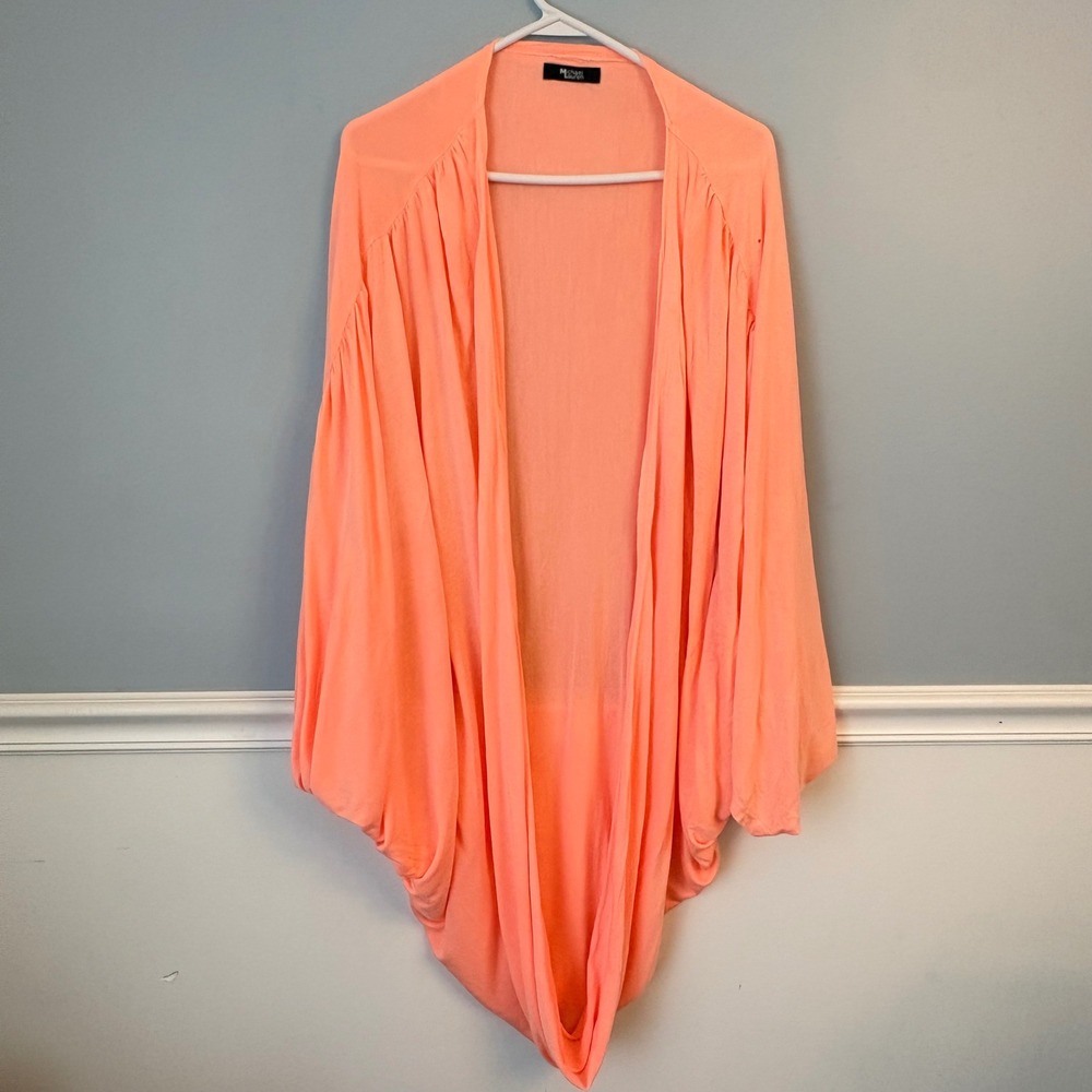 Michael Lauren Peach Coral Batwing Cocoon Cozy Cardigan Coverup Kimono One Size